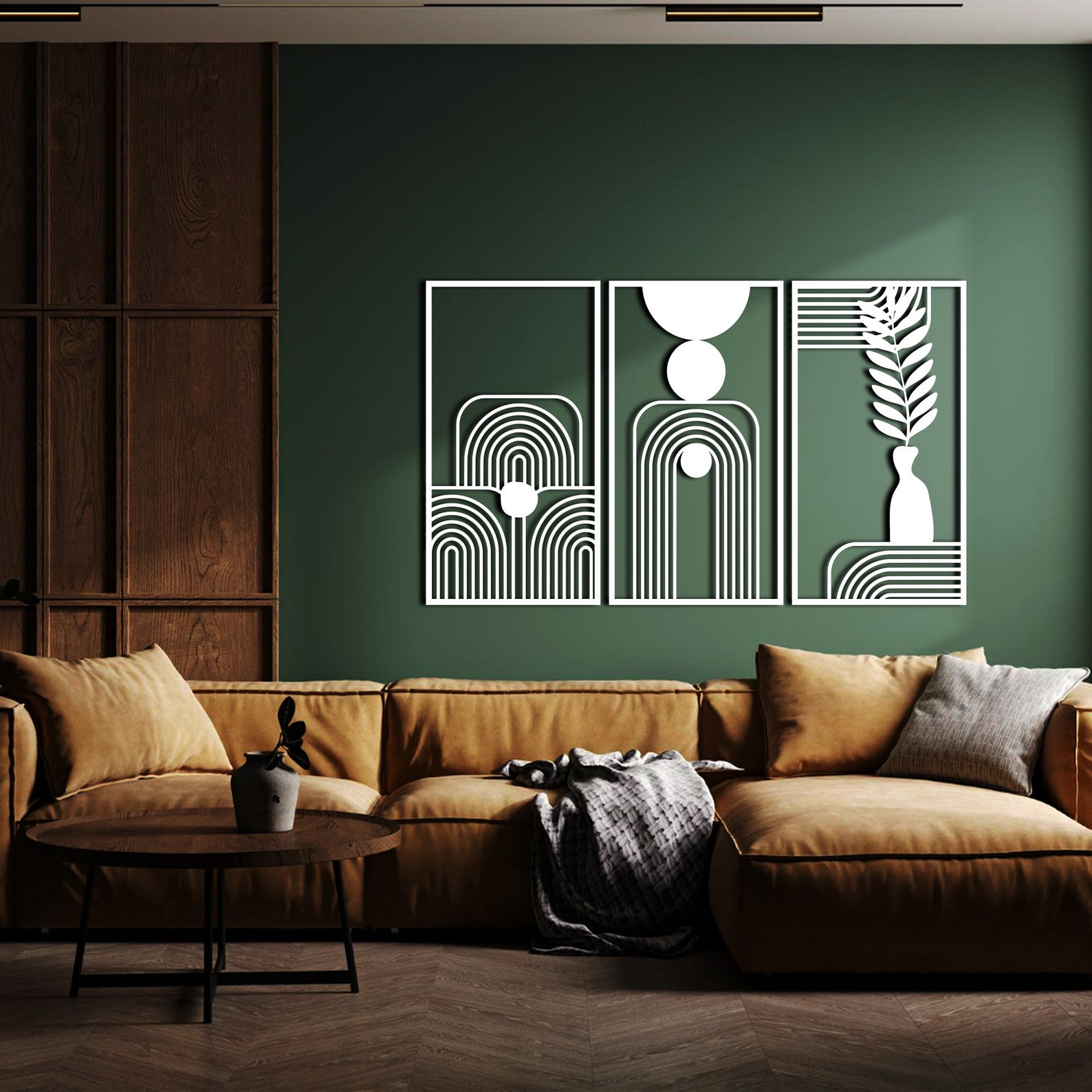 Mid Century Modern 3 Piece Wall Art Set, Geometric Wall Decor ...