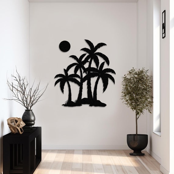 Metal Palm Trees, Sunset Wall Art, Tropical Decor, Nautical Wall Art, Coastal Wall Art, Beach Wall Art, Palm Tree Sign, Metal Wall Art Gift