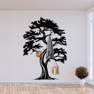 Perchero extragrande con forma de árbol, organizador de pared para entrada, perchero, perchero, ganchos de pared modernos, ganchos decorativos, perchero único