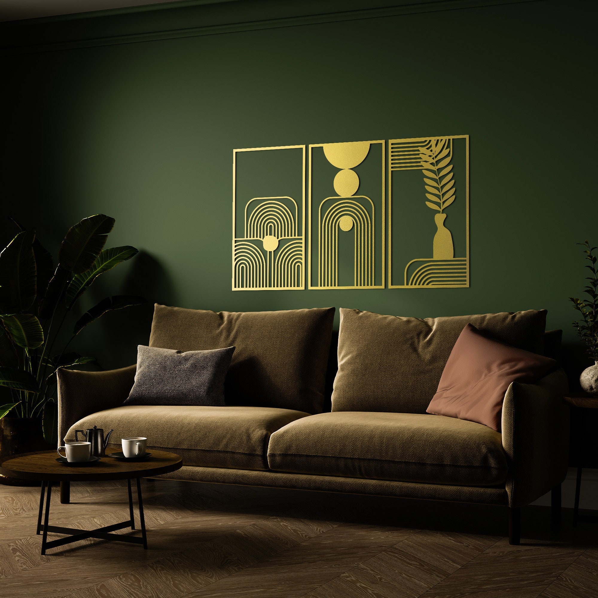 Mid Century Modern 3 Piece Wall Art Set, Geometric Wall Decor ...