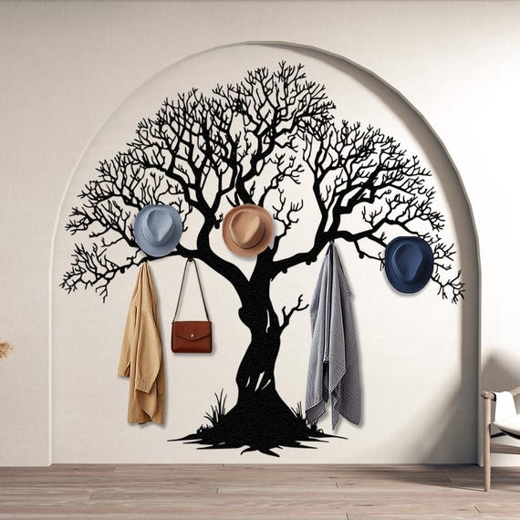 Tree Branch Metal Coat Rack Wall Mount, Hall Tree Hanger, Entryway Organizer, Decorative Wall Hooks, Unique Tree Branch Art, Farmhouse Decor
