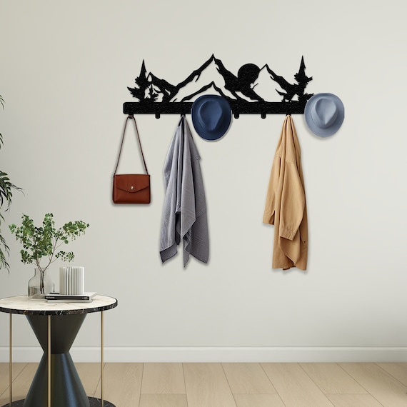 Mountain Art Metal Coat Hooks, Key Holder, Hat Rack, Bag Holder