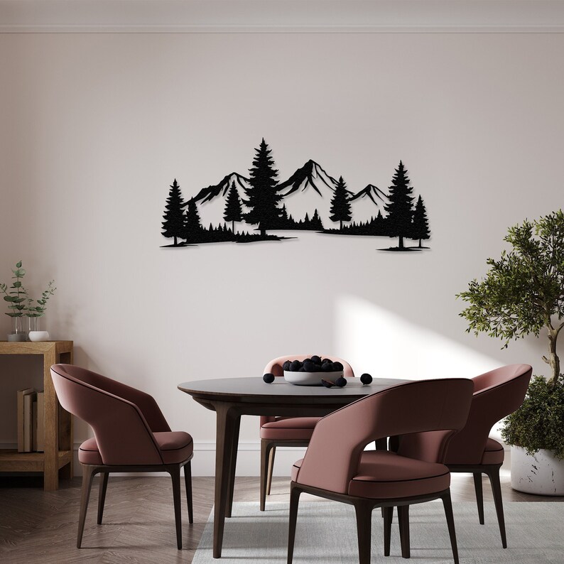 Mountain Forest Metal Wall Art, Farmhouse Decor, Nature Lovers Gift ...
