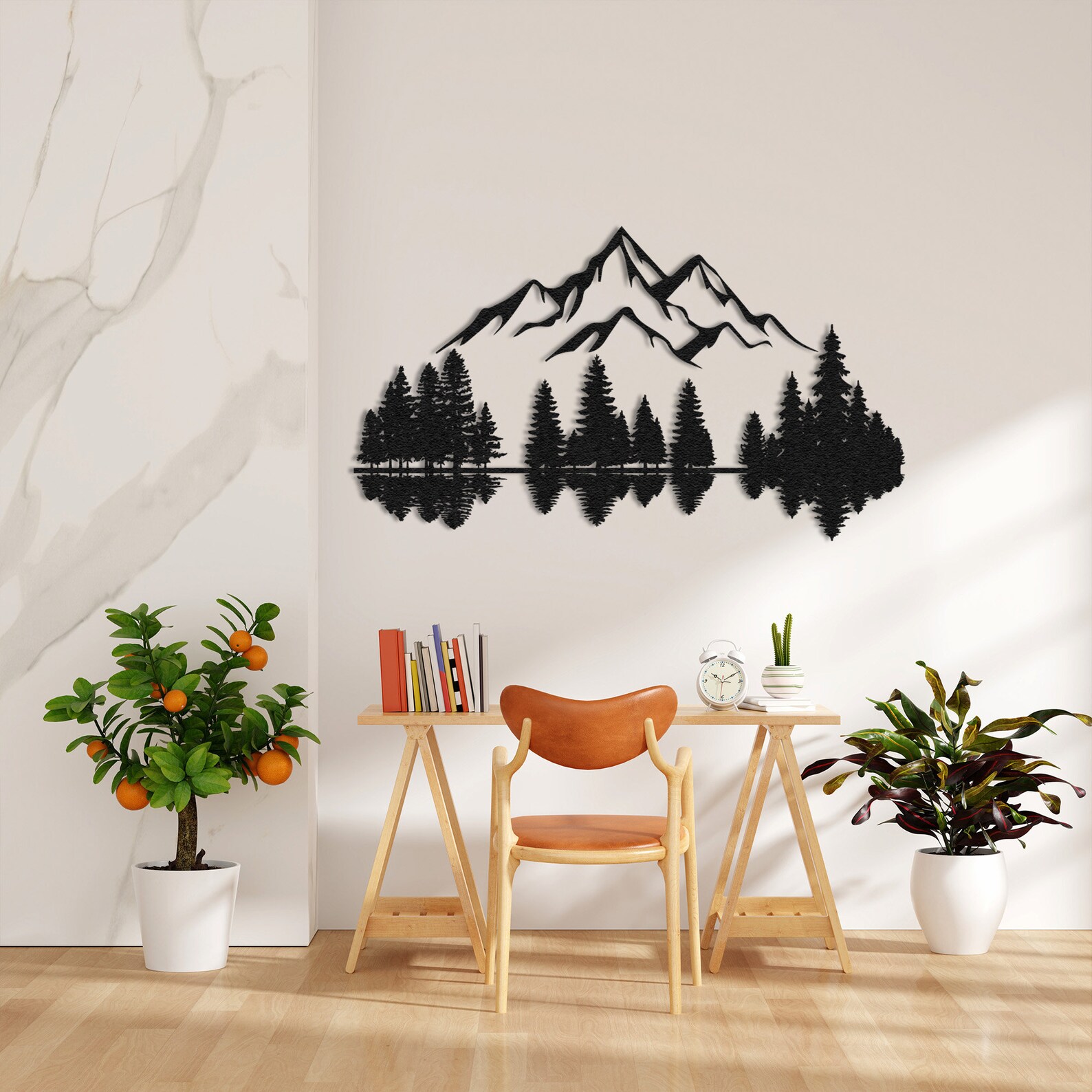 Forest Mountain Metal Wall Art, Fireplace Decor, Art Yard Wall Decor ...