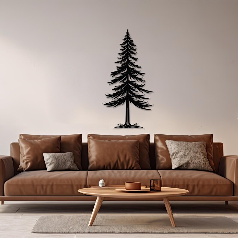 Metal Pine Tree Sign Outdoor Porch, Forest Wall Decor, Nature Home Art ...