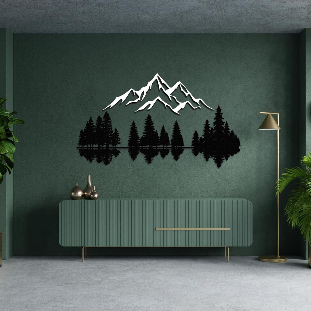 Forest Mountain Metal Wall Art, Fireplace Decor, Art Yard Wall Decor ...
