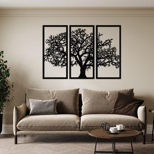 3 Piece Wall Art Set of Metal Tree, Oversized Wall Decor, Nature Lover ...