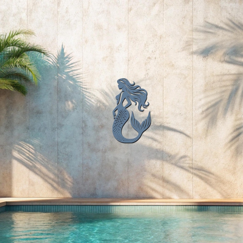 metal mermaid,
beach wall art,
coastal wall art,
mermaid art,
mermaid wall art,
ocean wall art,
nautical wall art,
outdoor wall art,
pool wall decor,
seaside wall art, 
bathroom metal art,
garden art,
sea life art,