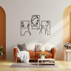 Women Line Art Set of 3, Abstract Woman Face, Feminine Art, Figurative ...