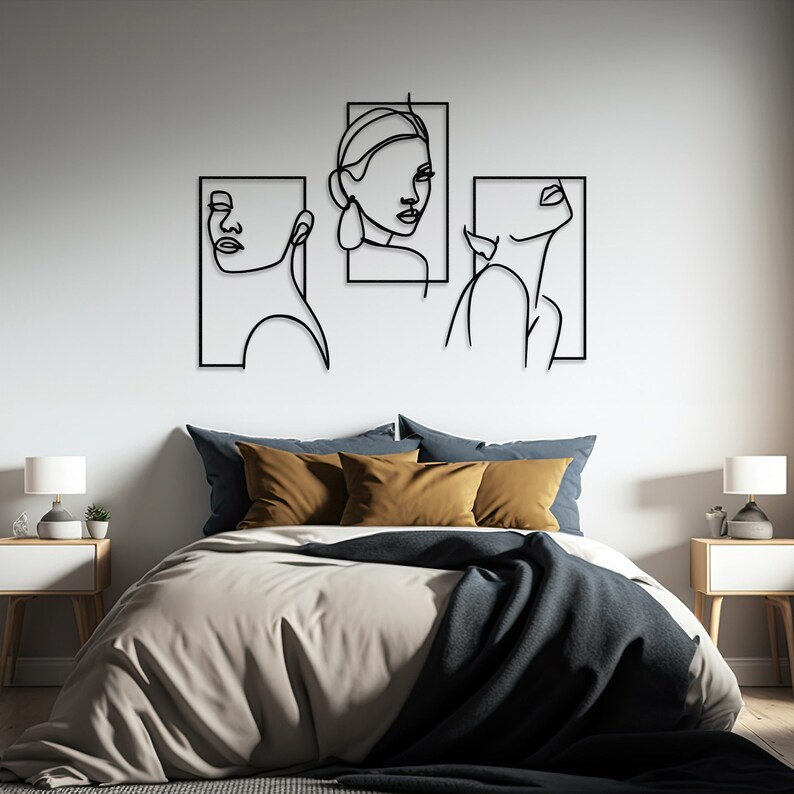 Women Line Art Set of 3, Abstract Woman Face, Feminine Art, Figurative ...