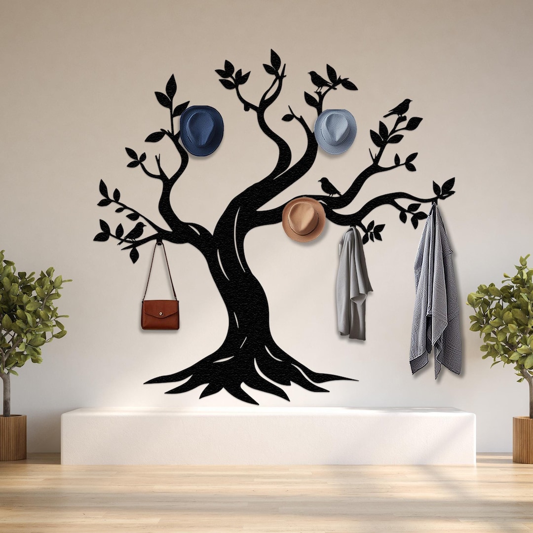 Tree Coat Rack Wall Mount, Handmade Furniture, Clothes Storage ...