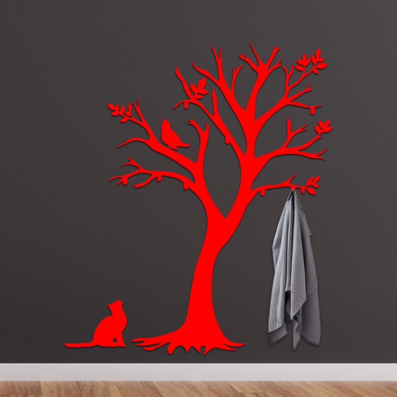 Coat Tree Rack Metal Wall Mount, Decorative Hooks, Hall Tree Decor, Hat ...