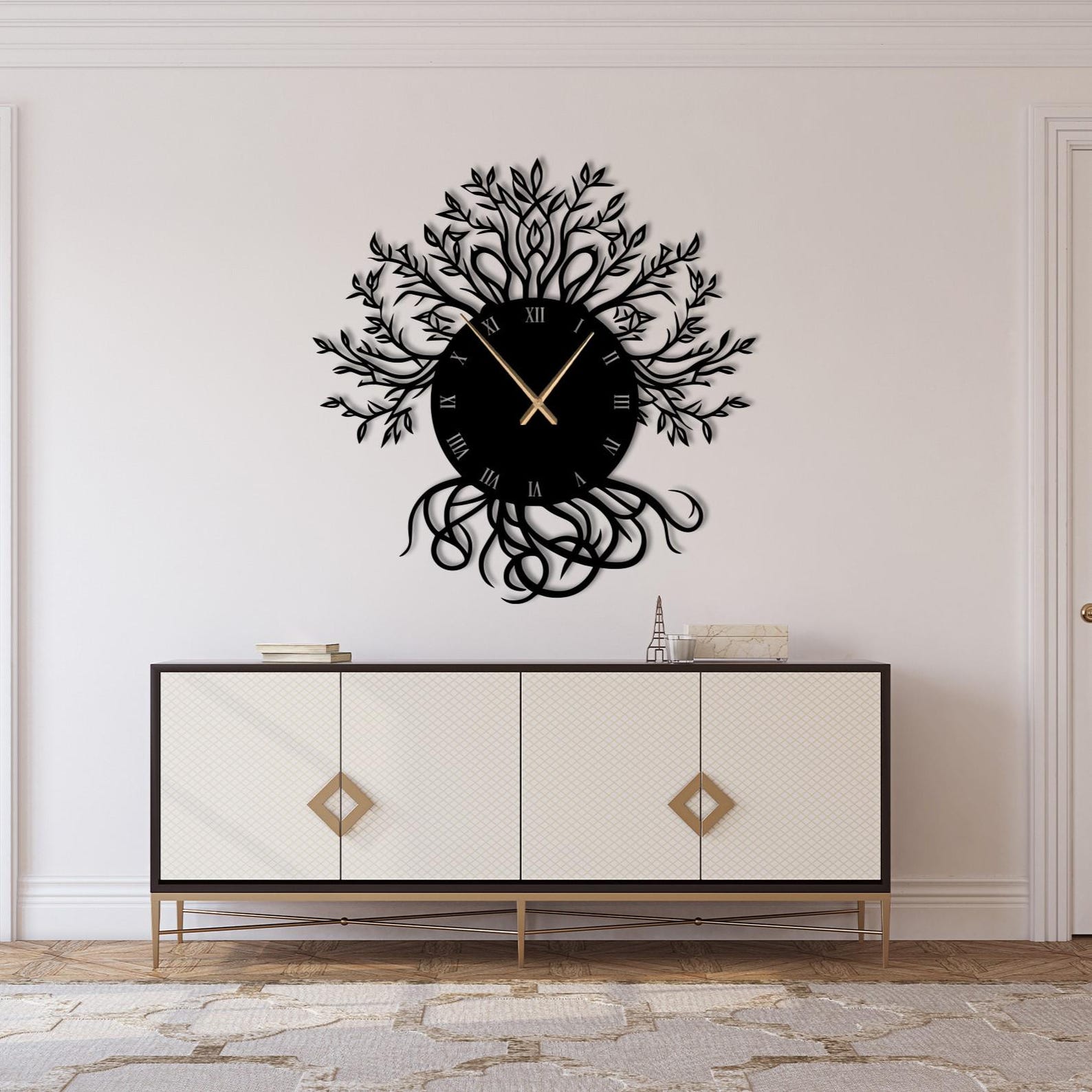 Branch Wall Clock Metal, Unique Design Metal Wall Clock, Livingroom ...