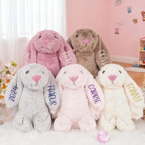 Personalized Plush Bunny Rabbit: Embroidered Soft Toy, Flower Girl Gift