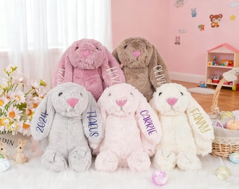 Personalized Plush Bunny Rabbit: Embroidered Soft Toy, Flower Girl Gift
