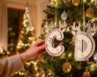 Personalized Reindeer Christmas Ornament: Engraved Wood Holiday Keepsake,2025 Stocking Tags