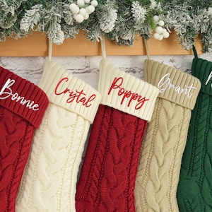 2025 Christmas Stockings With Name,Custom Christmas Knitted Stocking,Personalized Embroidered Christmas Stockings,Family Christmas Stockings