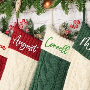 Custom Christmas Knitted Stocking, Personalized Embroidered Christmas Stockings,2025 Christmas Stockings With Name,Family Christmas Stocking