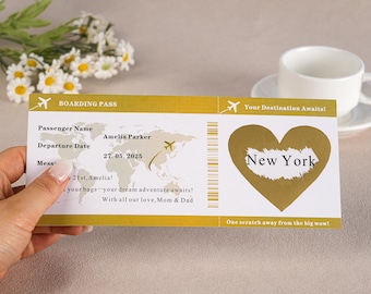 Personalized Scratch Off Boarding Pass: Surprise Trip Reveal Ticket