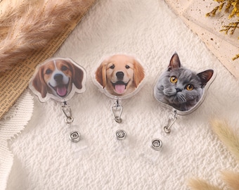 Porta credencial retráctil con foto personalizada de mascota, regalo para enfermera