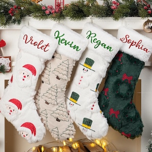 Medias navideñas bordadas personalizadas: decoración navideña familiar tejida a medida