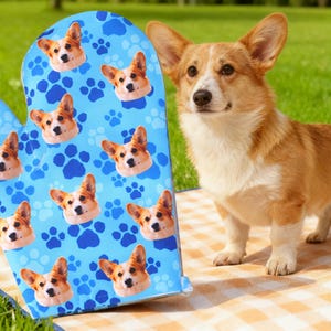 Custom Dog Face Oven Mitt: Personalized Pet Portrait Kitchen Gift