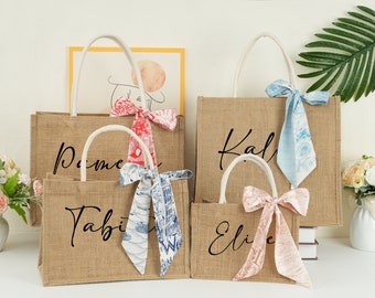 Personalized Burlap Gift Bag,Bridesmaid Beach Bag,Custom Burlap Bag, Bridesmaid Burlap Tote Bags,Bridesmaid Proposal, Bachelorette Gifts bag