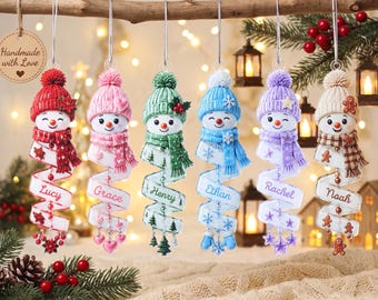 Custom Name Snowman Christmas Ornament, Personalized Christmas Decor, Acrylic Tree Hanging, Stocking Stuffer