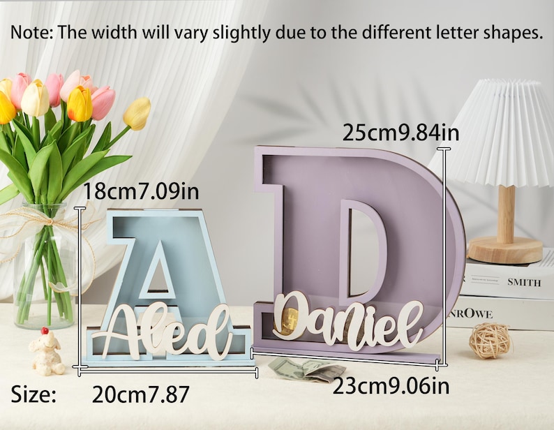 Personalized Letter Piggy Bank: Wooden Initial Coin Bank, Kids Keepsake, Easter gifts for children image 9