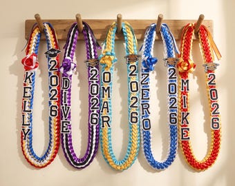 Personalized Graduation Lei with Name, Graduation Lei, 2026 Ribbon Lei, Satin Grad Lei, Senior Graduation Gift, Gift for Graduate