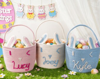 Personalized Easter Basket with Name • Egg Hunt • Handmade Bunny Basket • Personalized Easter Basket • Egg Hunt • Handmade Bunny Basket