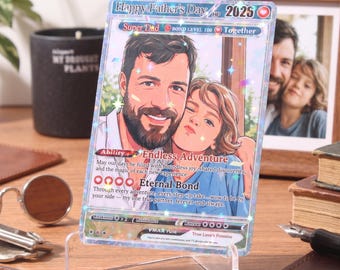 Custom Father's Day Pokemon Card , Personalized Gamer Dad Gift, Pokémon-Inspired Keepsake Card, Photo Card for Dad, Gift for Geeky Dads