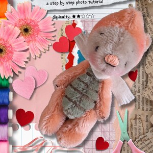 PDF E-pattern to make a 6" teddy dressed up as Pooh's Piglet, a step by step tutorial”