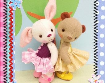 PDF E patterns for a bear and bunny BFF set