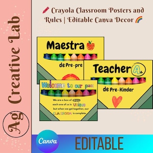 Crayola-klasposters en -regels bewerkbaar canvadecor