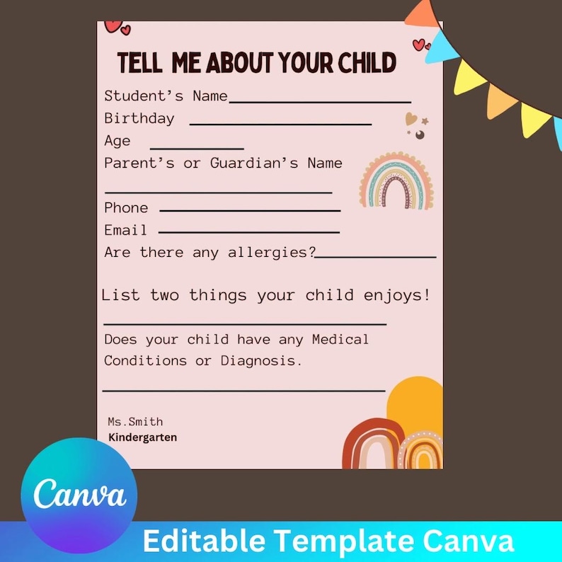 Editable Tell Me About Your Child - Etsy