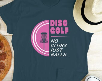 No Clubs Just Balls discgolfshirt: retro frisbee-golfshirt