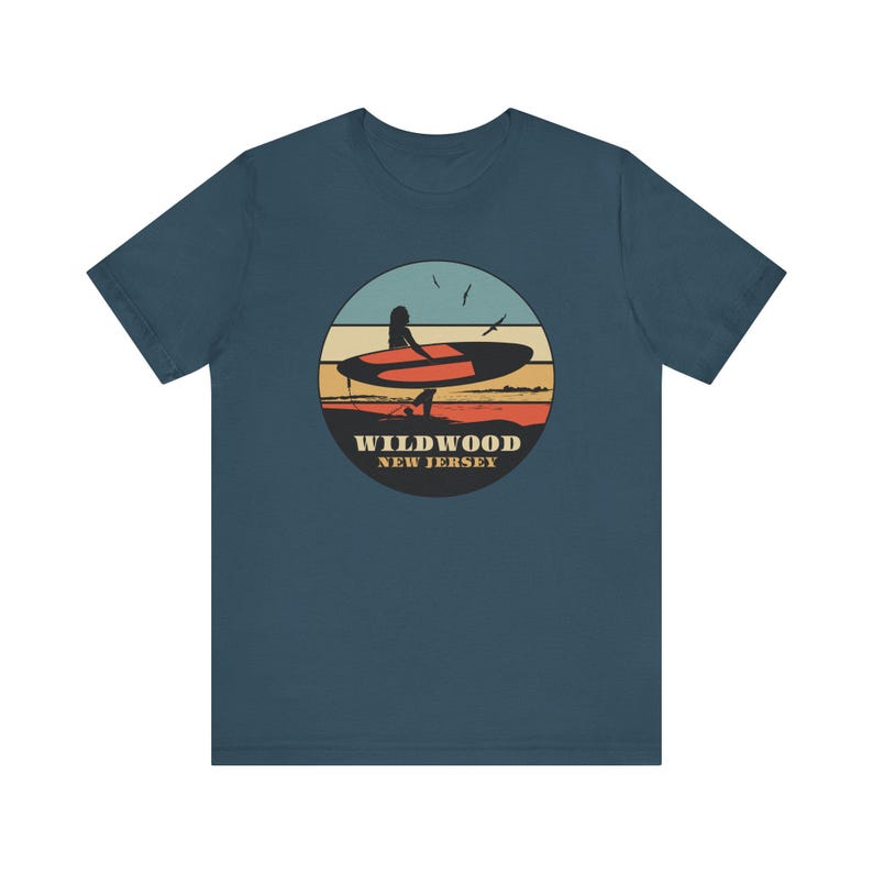Camiseta vintage de surfista de Wildwood, Nueva Jersey Deep Teal