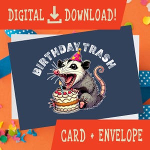 Birthday Trash, Funny Screaming Possum Birthday Card, But I Persist, Printable Card, Possum, DIGITAL Download, Funny Digital Birthday Card