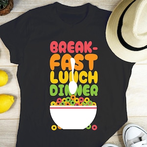 Funny Cereal Lover T-Shirt: Breakfast Lunch Dinner Meme