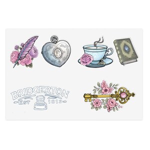 Fogli adesivi Regencycore, adesivi in vinile vintage di Jane Austen Bridgerton, idee regalo per gli amanti dei libri olografici, decorazioni scintillanti iridescenti,