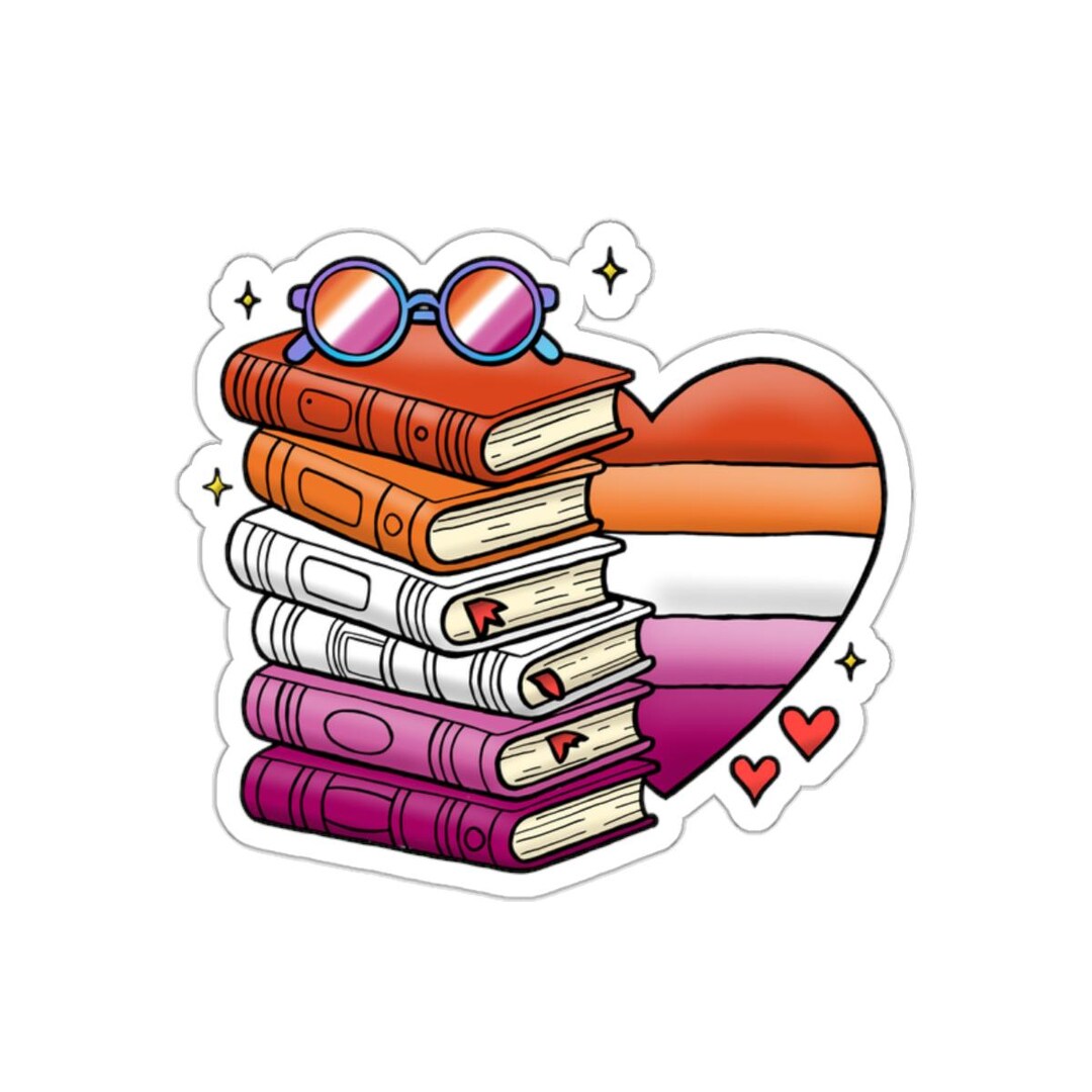 Lesbian Pride Book Stack Sticker - LGBTQ+ Laptop, Journal Sticker ...