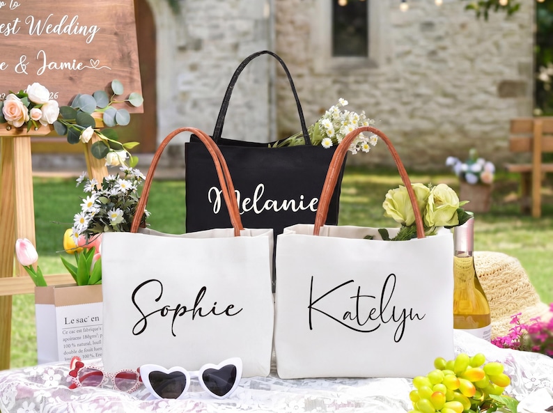 Personalized Bridesmaid Tote Bag With Name Bridesmaid Gift Bag ...