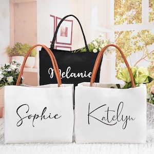 Personalized Bridesmaid Canvas Tote Bag: Wedding Party Gift