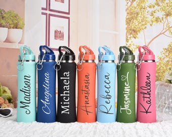 Personalized Insulated Water Bottle,Engraved Name Water Bottle,Engraved Water Bottles With Straw,Sports Lover Gift, Back To School Gift