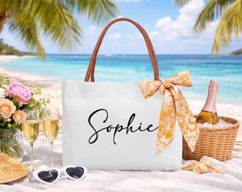 Personalized Bridesmaid Canvas Tote Bag: Wedding Party Gift