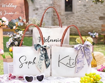 Personalized Bridesmaid Canvas Tote Bag: Wedding Party Gift
