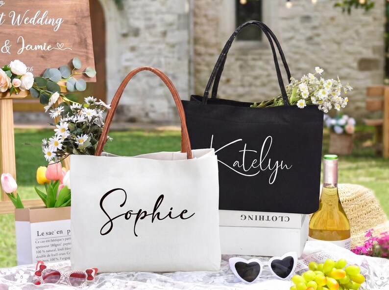Personalized Bridesmaid Tote Bag With Name Bridesmaid Gift Bag ...