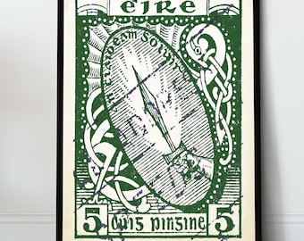 Irish Art Print of The Great Sword, Ancient Ireland Vintage Wall art from Celtic Art of Scottish Highlanders and the Gallowglass in Ireland