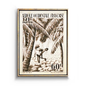 Impresiones de arte africano francés antiguo en variedad de tamaños, cartel de viaje de arte vintage de África y decoración tropical o arte de pared boho para el hogar costero
